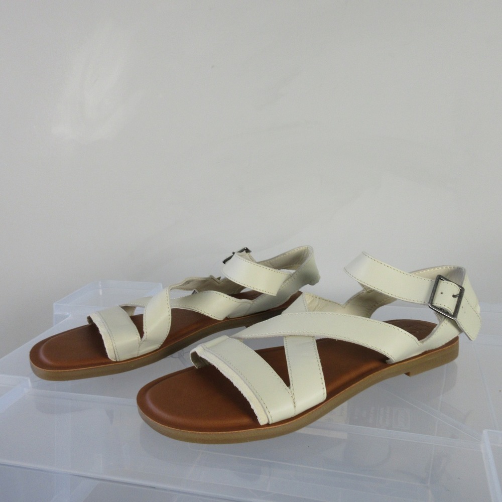 TOMS Ankle Strap Sandals Women 8.5 Sloane Fog Leather Suede Gladiator Boho 492